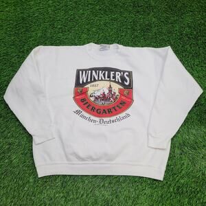 Vintage 90s Winklers Biergarten Sweatshirt XL 26x24 White